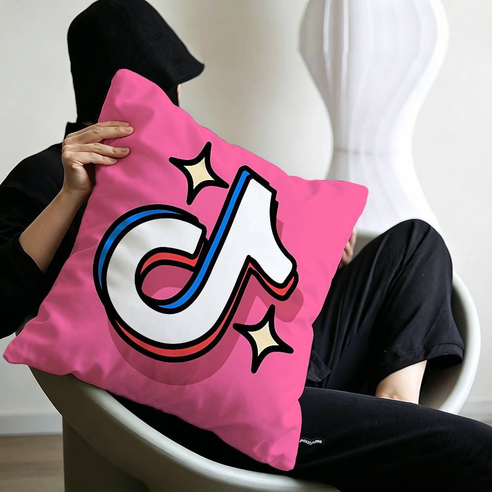 TTikToks Logo Decorative Room Aesthetics Pillow Case Home Decor Bedroom Sofa Bed Couch Pillow Cover x