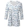 Damenmode Casual V-Ausschnitt 3/4 Ärmel Lose Bedrucktes T-Shirt Damen Top