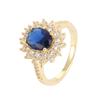 Elegant Blue Diamond Ring - Exquisite Inlay, Simple Design, High-End Luxury