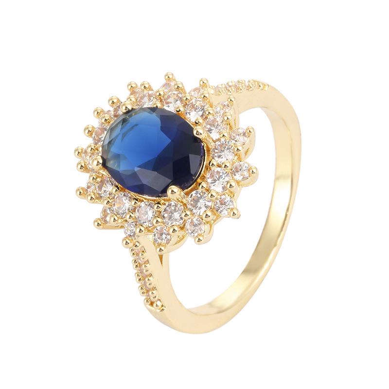 Elegant Blue Diamond Ring - Exquisite Inlay, Simple Design, High-End Luxury