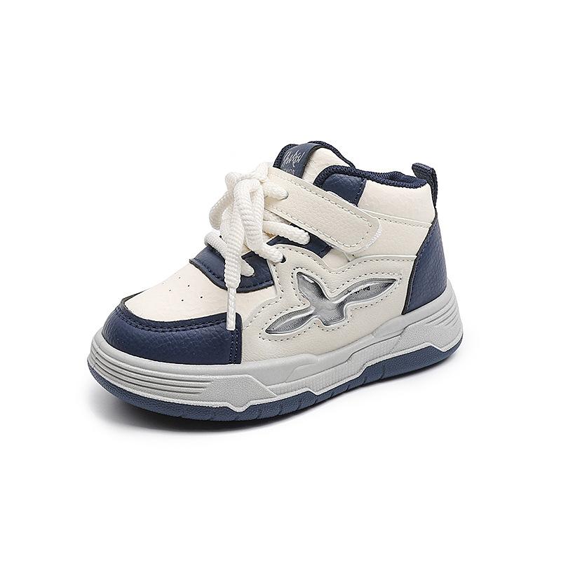 

Одноклассник осенние новые детские спортивные туфли мальчики высокие баскетбольные кроссовки девочки мягкая подошва липучка повседневная обувь кеды 21-26 yards, 6 pairs in one hand синий