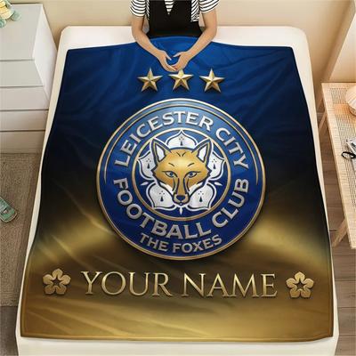 Custom Name Leicester City Flannel Blanket, High Quality Comfortable for All Seasons, Home Decor, Warmth and Comfort