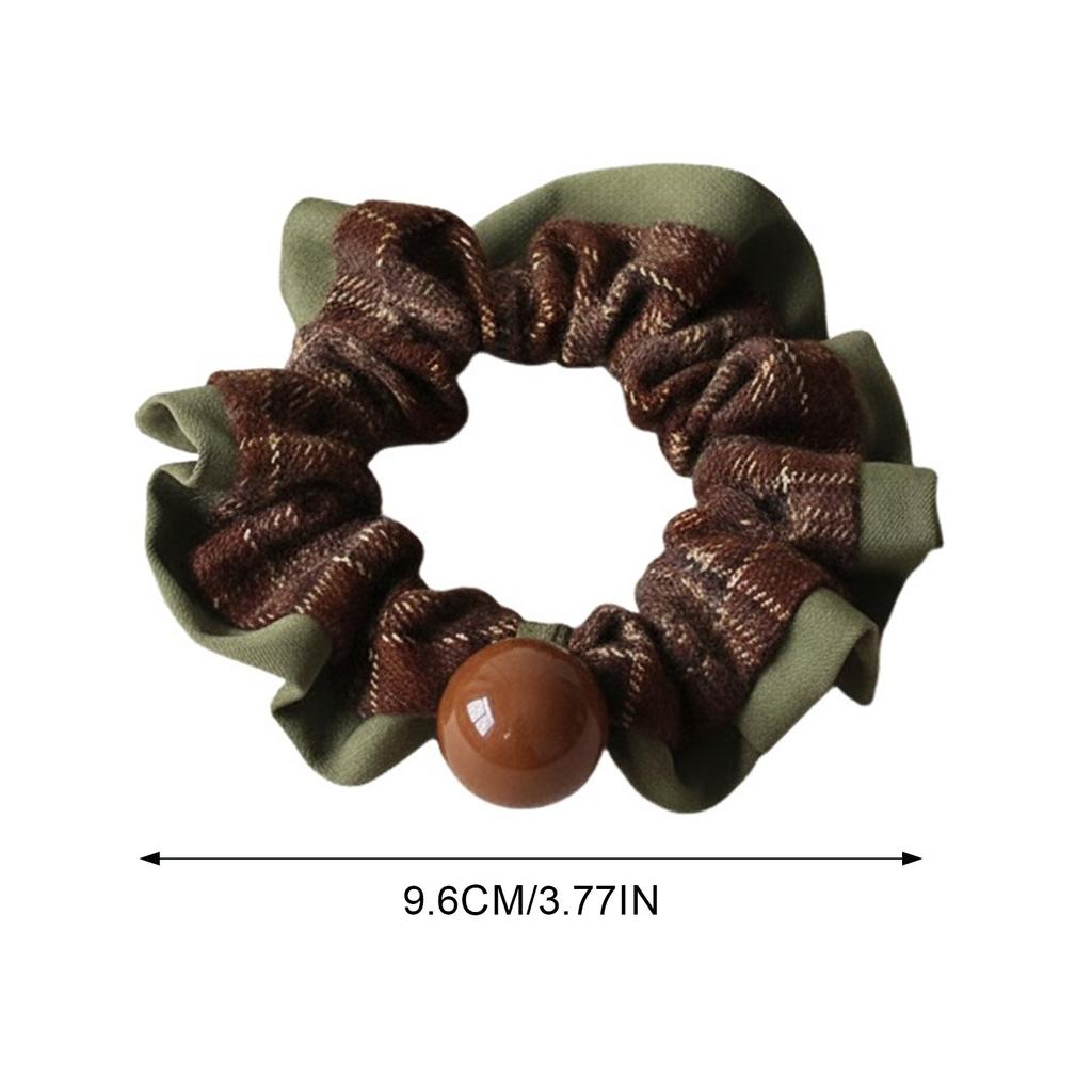 Women's Retro French Hairband With Pearl Beads And Plaid Design For Elegant Occasions