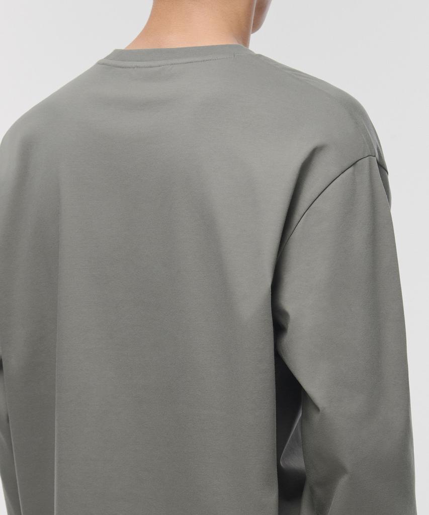 MUSINSA STANDARD Silket Relaxed Crew Neck Long Sleeve T-Shirt [Khaki Gray]
