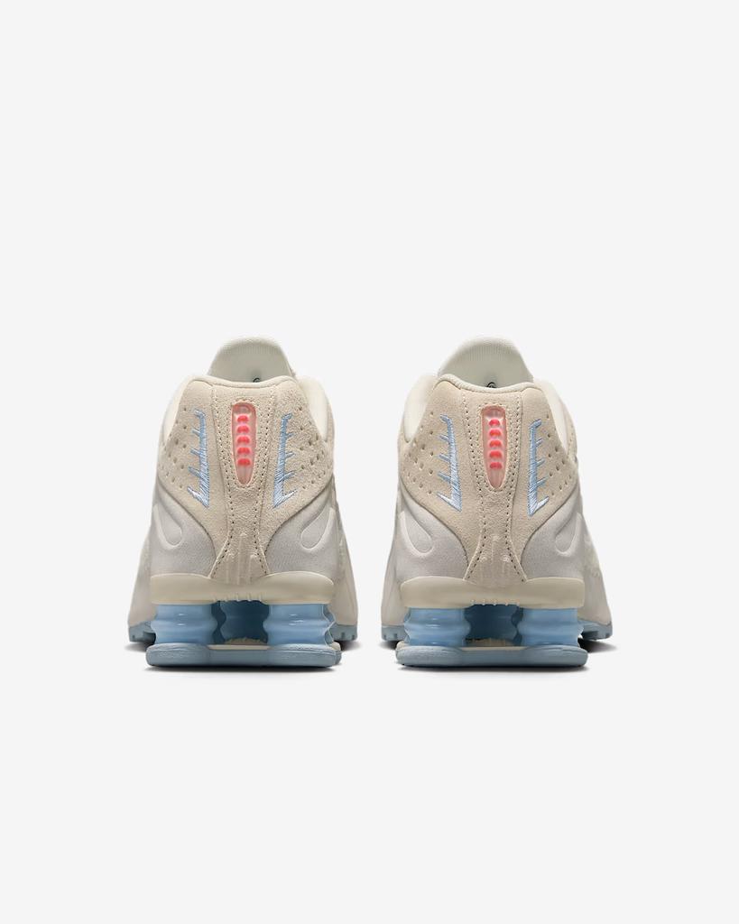 IH3572-110 Nike Shox R4 Pale Ivory Light Orewood Brown Celestine Blue (Women's)