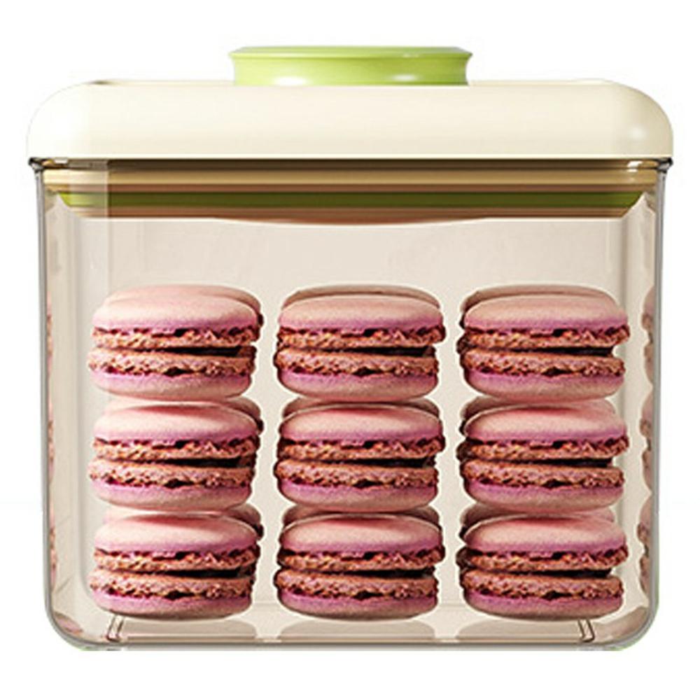 

1100ml Rectangular PS Airtight Container Push Button Grains Snacks Kitchen Food Storage Canister (BPA-Free, No FDA) A