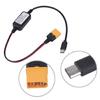 Power Reduction Cable with XT60M Source End and Type-C Male Device End, Changing 12-24V Input to 5V 3A Charging Output for Compatible Mobile Devices