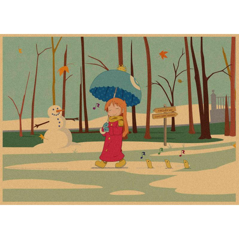 Retro Japanese Anime Kraft Paper Wall Poster Mural Yellow Kraft Paper (No Glue) 30X42 cm