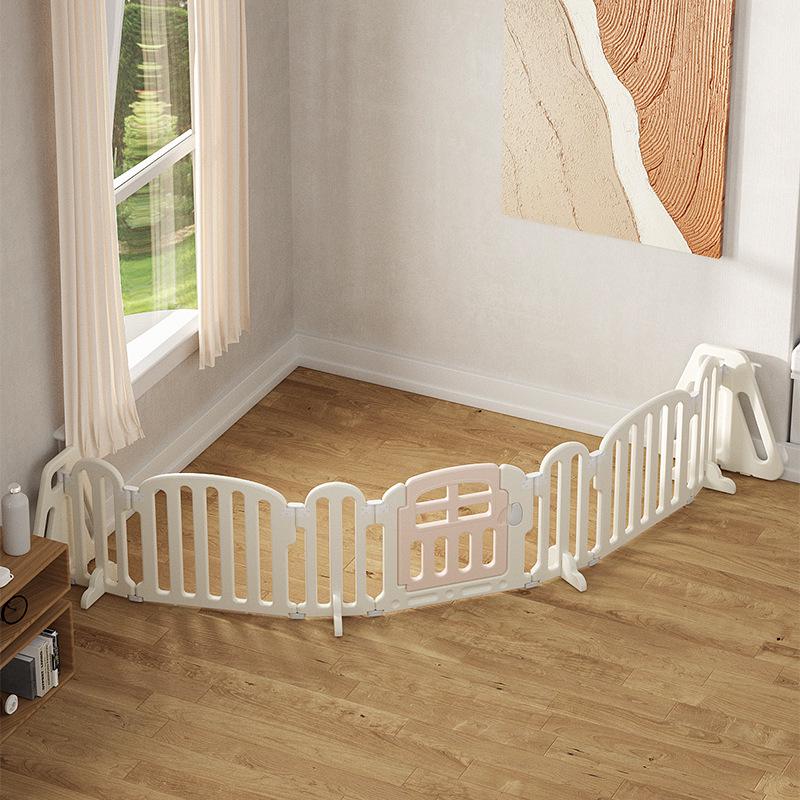 Three-Sided Indoor Baby Playpen with Safety Fence and Walker