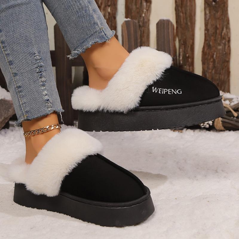 

Женские новые осенне-зимние домашние тапочки на толстой подошве для улицы, теплые тапочки-мешки с закрытым носком из хлопка 40-41 чёрный