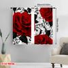 Set Of 2 Flat Printing Curtains Red Roses Black Swirls Floral Digital Printed Polyester Drapes Seasonal Party Holiday Decor Curtain