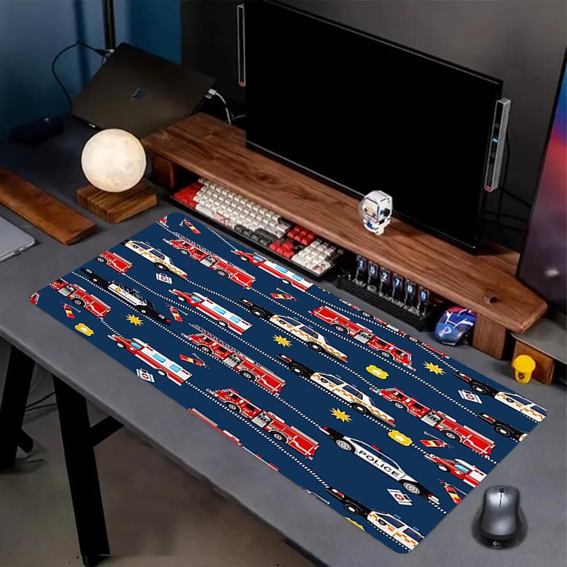 fire truck Theme Mouse Pad, Non Slip Rubber Base, Multifunctional Office & Home Decor, Perfect for Workspace Personalization.