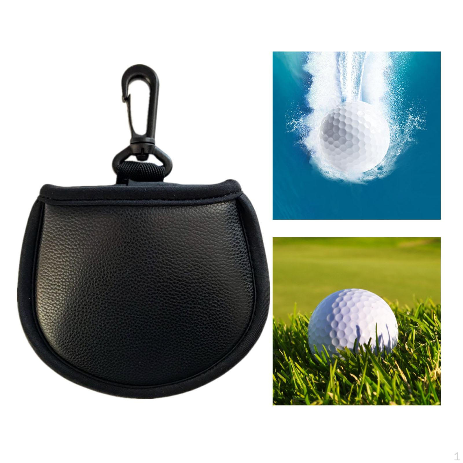 Golf Pouch with Hanging Hook, Accesorry Ball Washer Waterproof Balls Wiping Bag чёрный