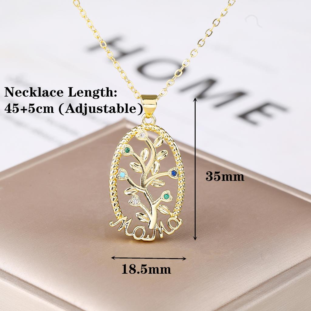 Hot Sale Sparkling Romantic Pendant Mother's Day Birthday Party Mom Letter Necklace Gold Plated Inlaid Zircon Charms Gift