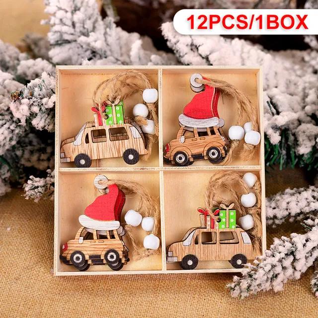 12Pcs Gingerbread Man Wooden Ornaments Xmas Tree Hanging Pendant Merry Christmas Decor for Home Party Navidad Gift New Year 2025
