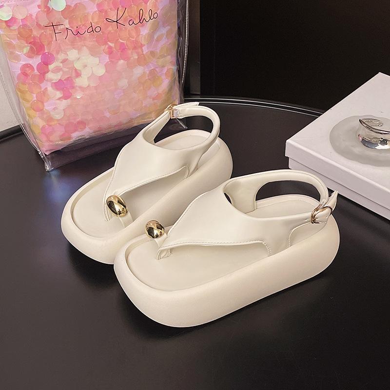 Fashion design thick-soled heightening set of toe sandals women's summer new simple casual beach cool slippers