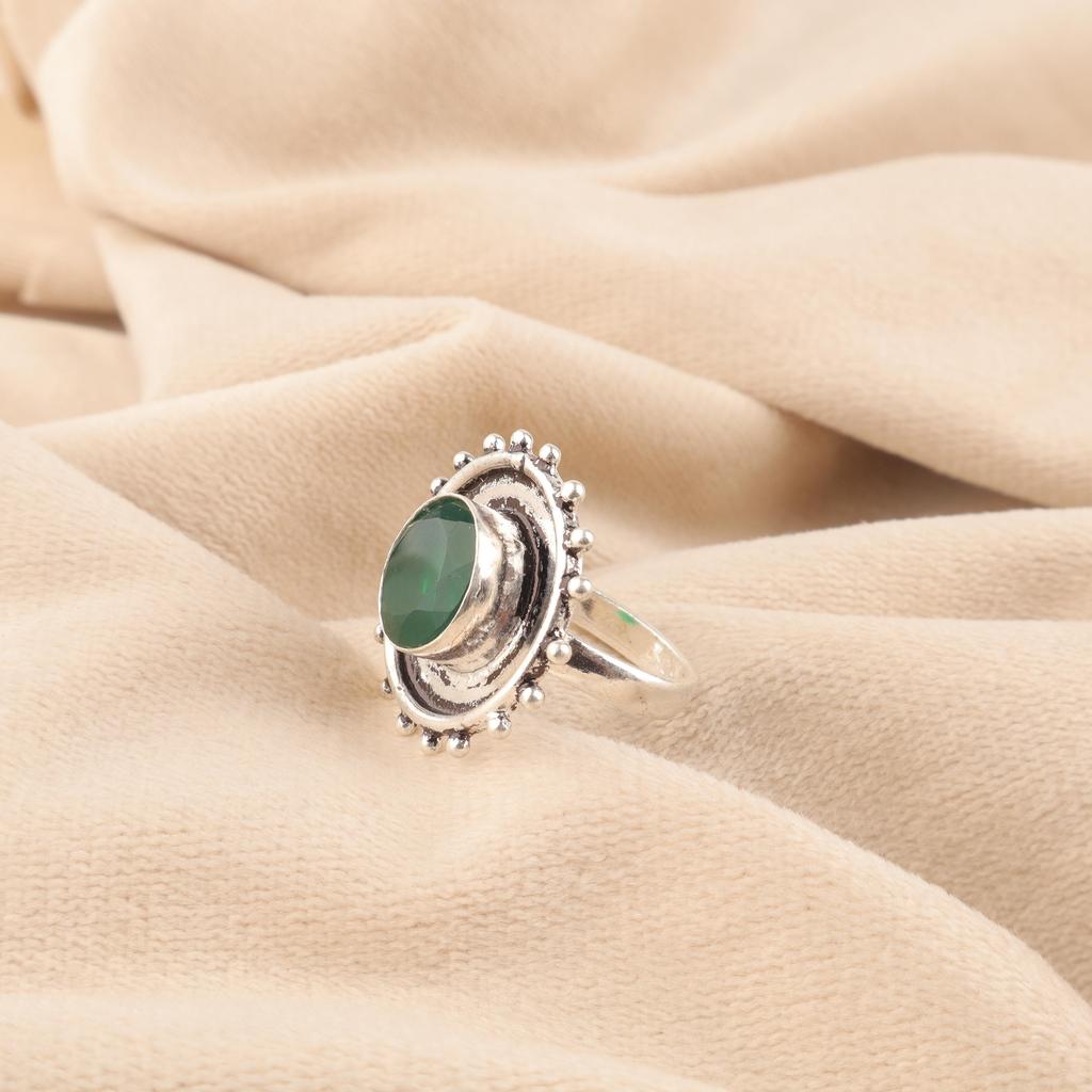 Green Onyx Gemstone Jewelry,  925 Solid Sterling Silver, Boho Onyx Ring Birthstone Jewelry, Gift For Wedding Jewelry