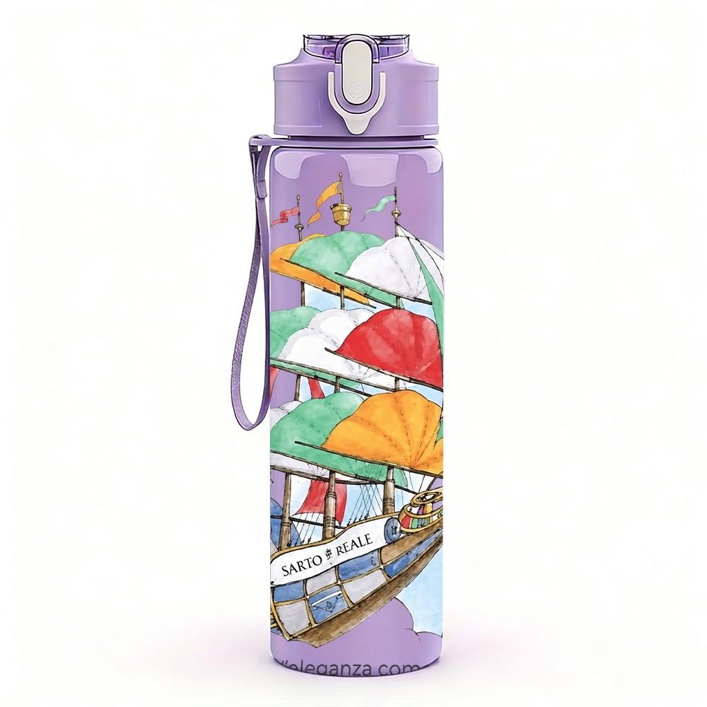 1PC Colorful Sail Boat Scene 750ml sports water bottle leakproof straw lid outdoor office home