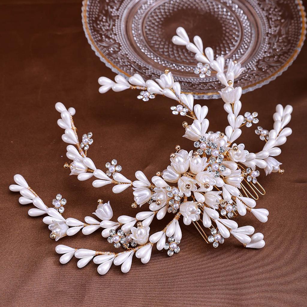 Elegant Women's Hairpin Gold Silver Leaf Pearl Hair Comb Korean Style Jewelry Wedding Hair Accessories For Girls New Year Gifts