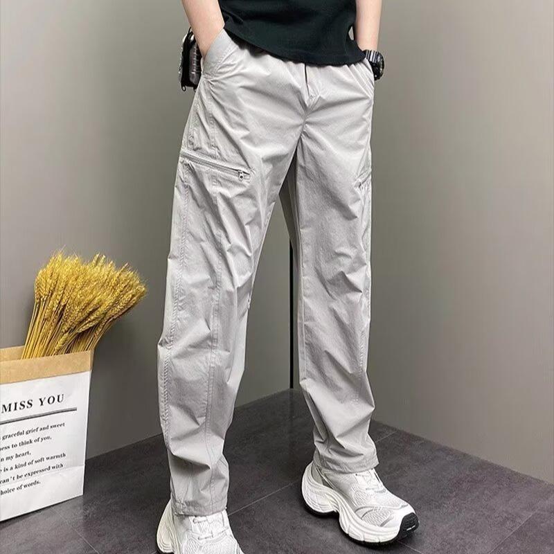 New Tooling Charging Men's Pants, a Pair of Summer Versatile Trendy Straight-leg Pants, and Large-size Loose Casual Pants.