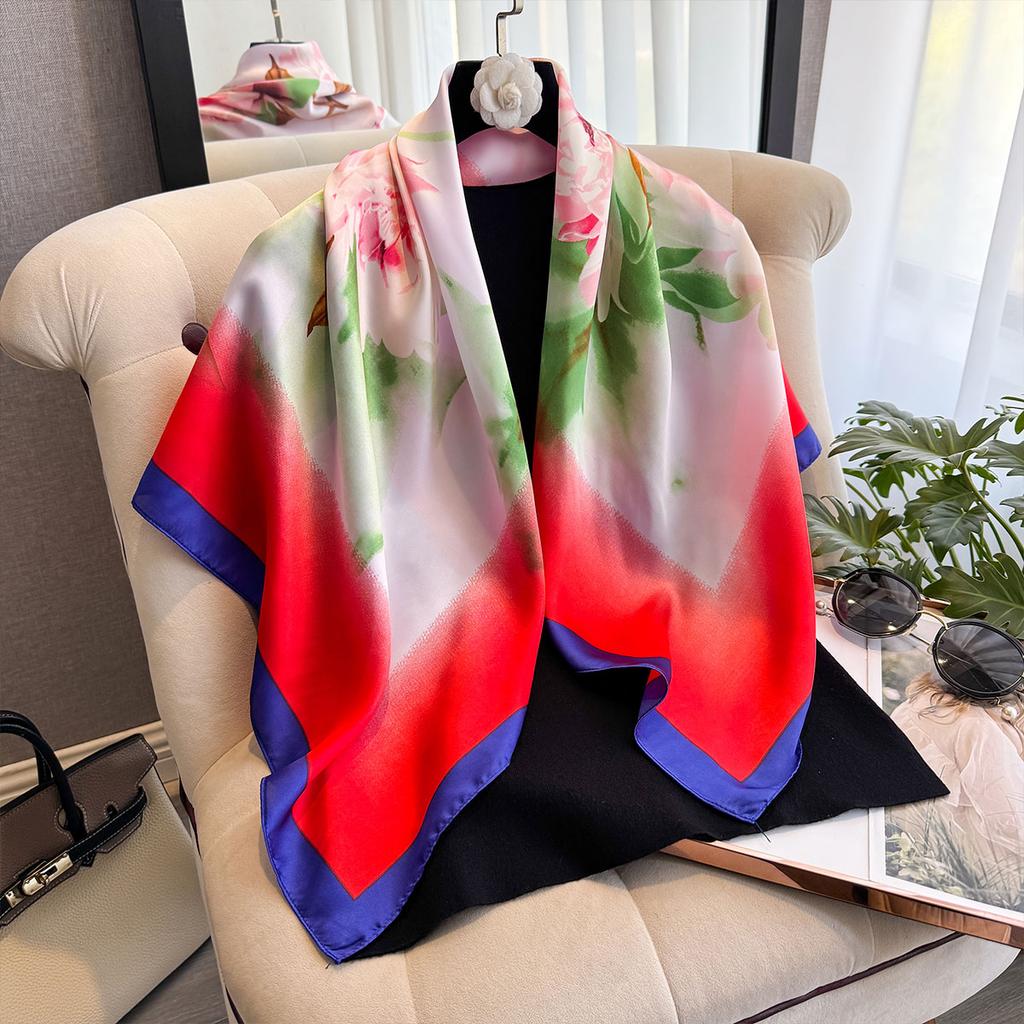 New Spring and Summer Design Luxury 90cm Women Scarf Sunscreen Foulard Shawl Hijab Female Hair Hijab Wraps Neckerchief Bandanda