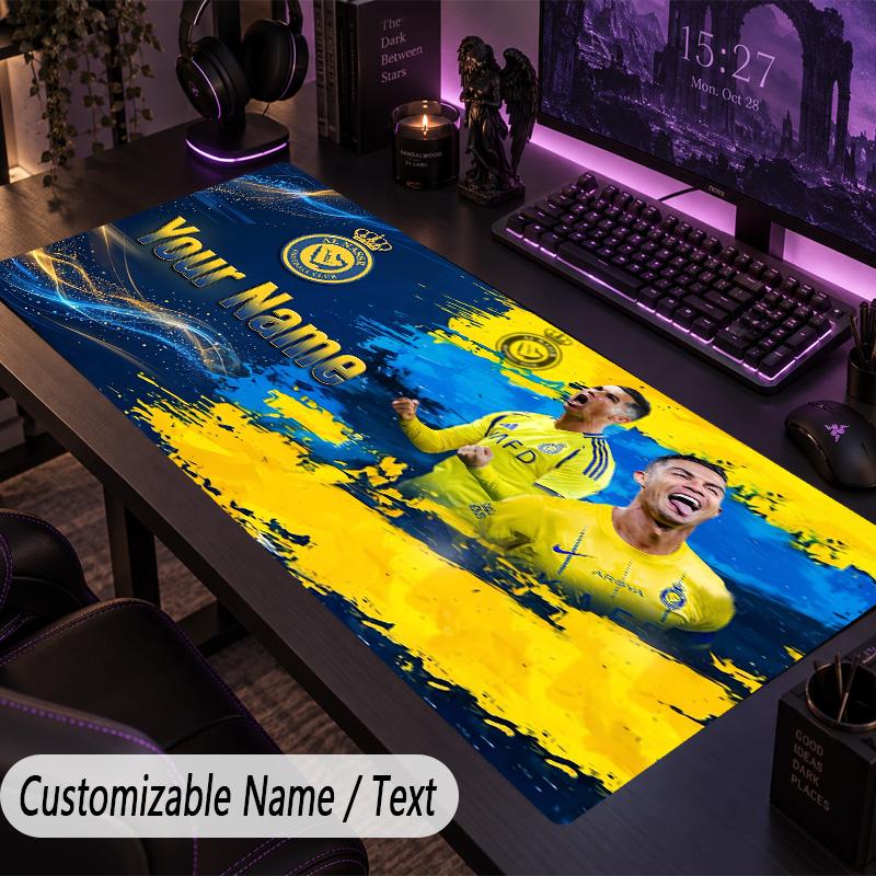 Large Mouse PadCristiano Ronaldo Custom Name Text Personalized Desk Mat Non Slip Gaming Pad