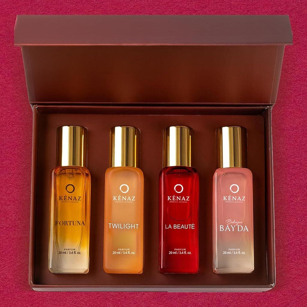 KENAZ Perfume Gift Set for Women | 4 x 20 ML Parfums | Long Lasting Floral & Fruity Scents | Luxury Perfume for Girls & Women