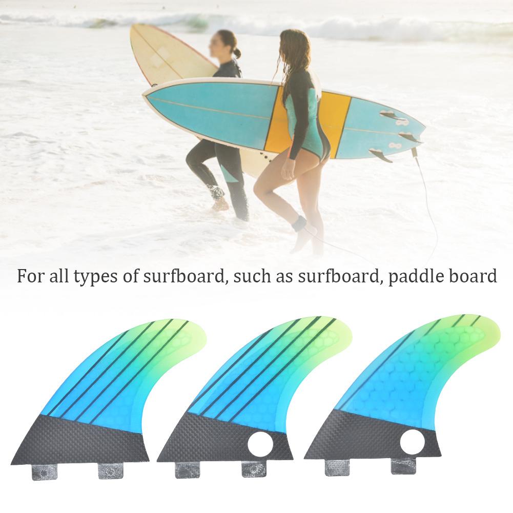 Fiberglass FCS G5 Stylish Blue Green Gradient Surfboard Tail Fin Flexible Surfing Accessory