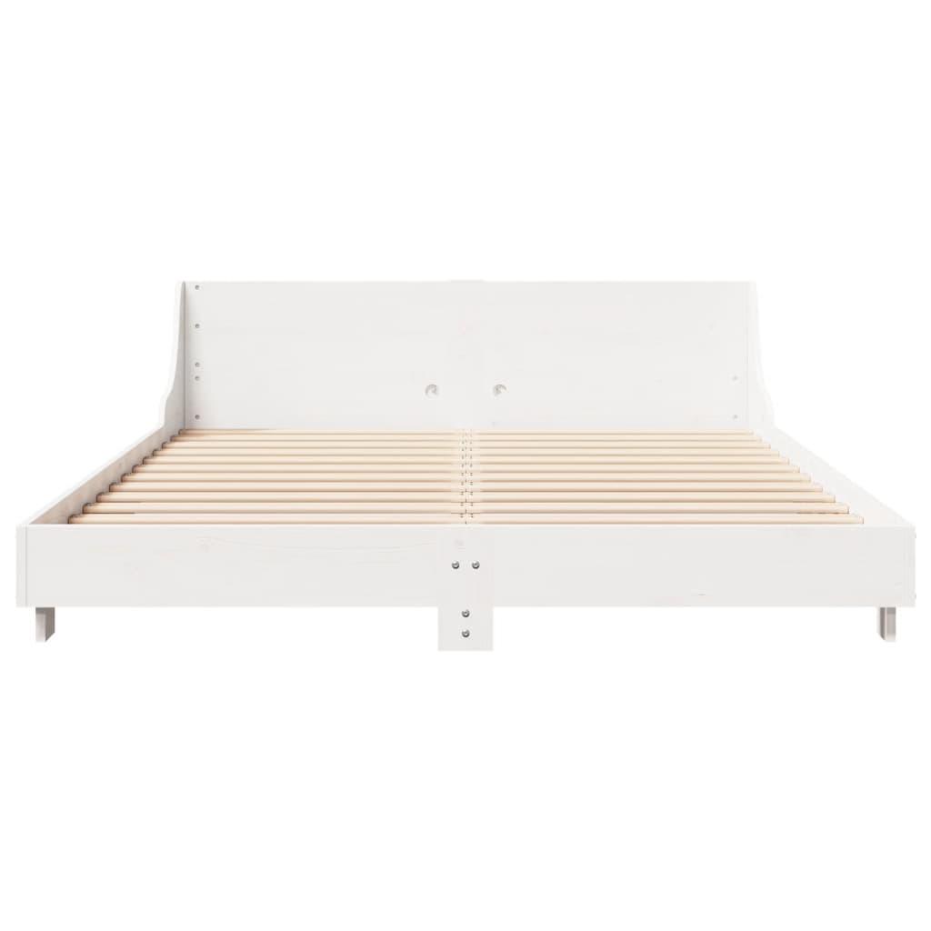 Vidaxl Bed Frame Without Mattress, White, 150X200 Cm, Solid Pine Wood