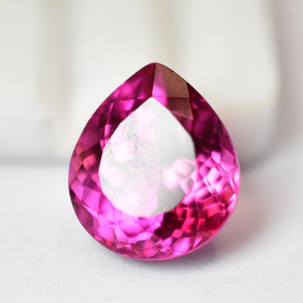 Natural Pink Ruby Loose Gemstone 12.45 Ct Pear Cut for Jewelry Making and Gem Collections