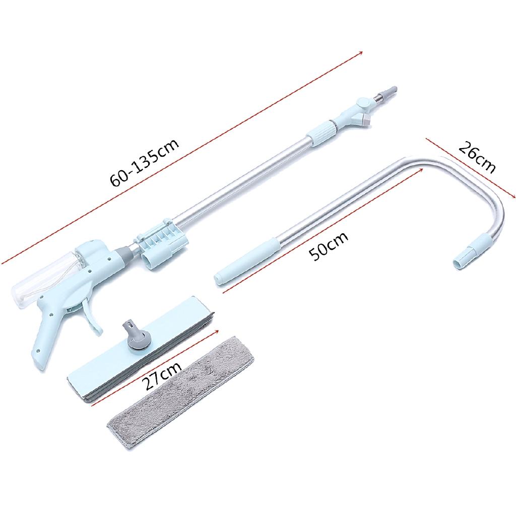 26 X 50cm CQ-01 Light Blue Household Telescopic Window Glass Wiper Cleaner Brush Rod Scrubber Window Cleaner Scraper With Spray Head Cleaning Tools