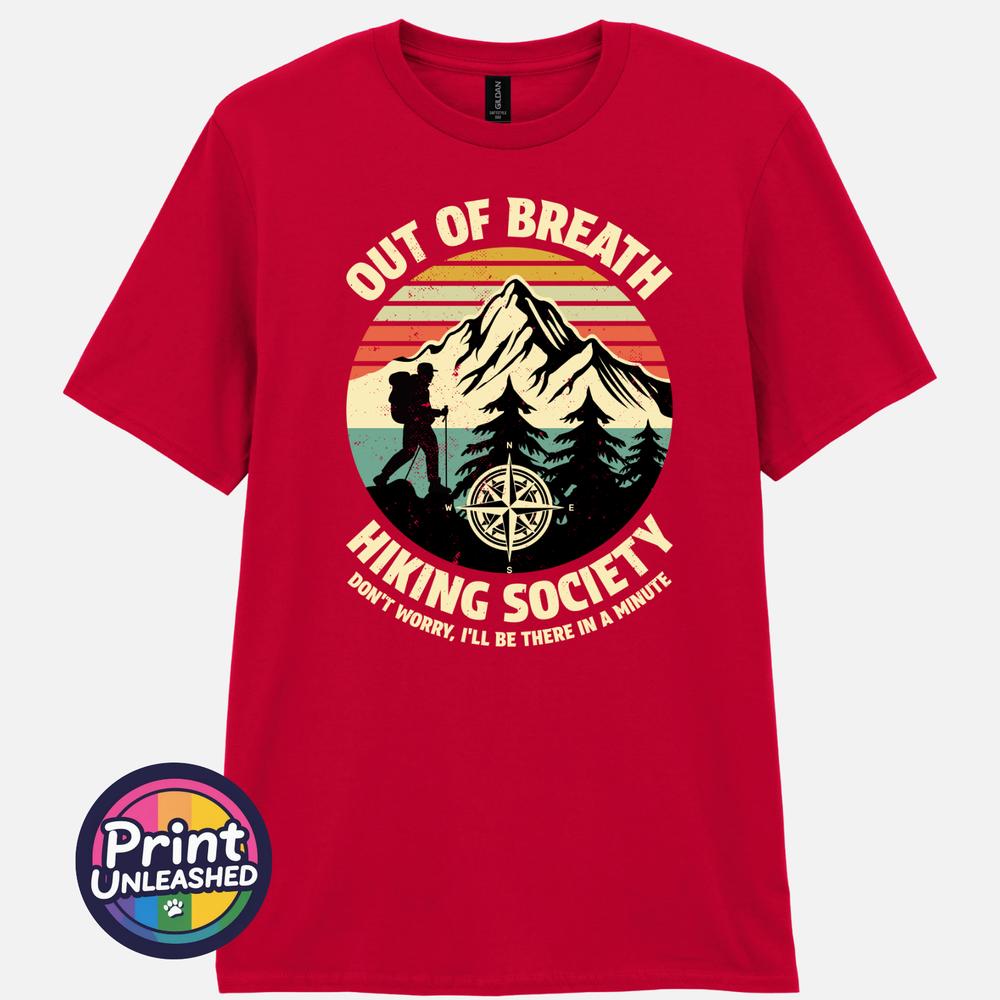 Out Of Breath Hiking Society T Shirt Funny Hiking Tee Walker Trekking Gift S2XL M
