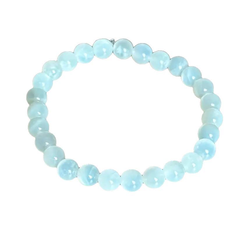 White Jade Moonlight Bead Bracelet - Handmade Natural Stone Elastic Bracelet