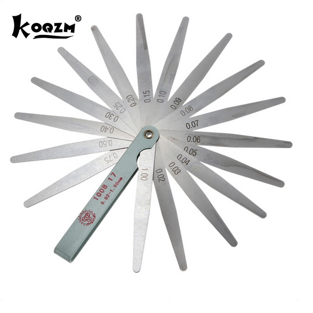 1 set for 16 Blades Feeler Gauge 0.05 to 1mm Thickness Curved Stainless Steel Gap Metric Filler Feeler Gauge HOT 17 Blades