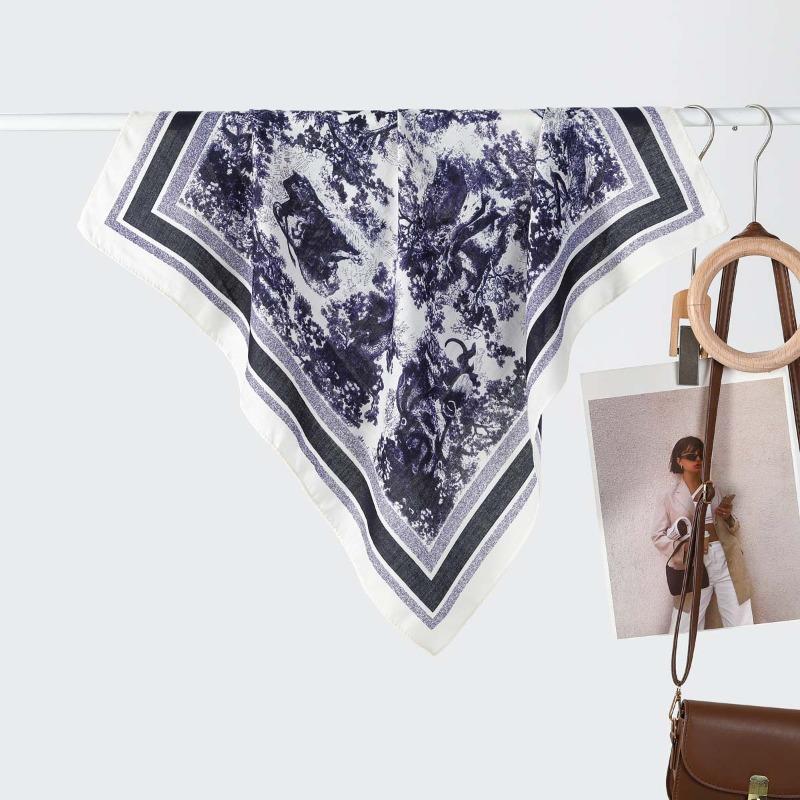 New women's silk scarf high-end velvet versatile simple triangle scarf decorative small scarf hot-selling
