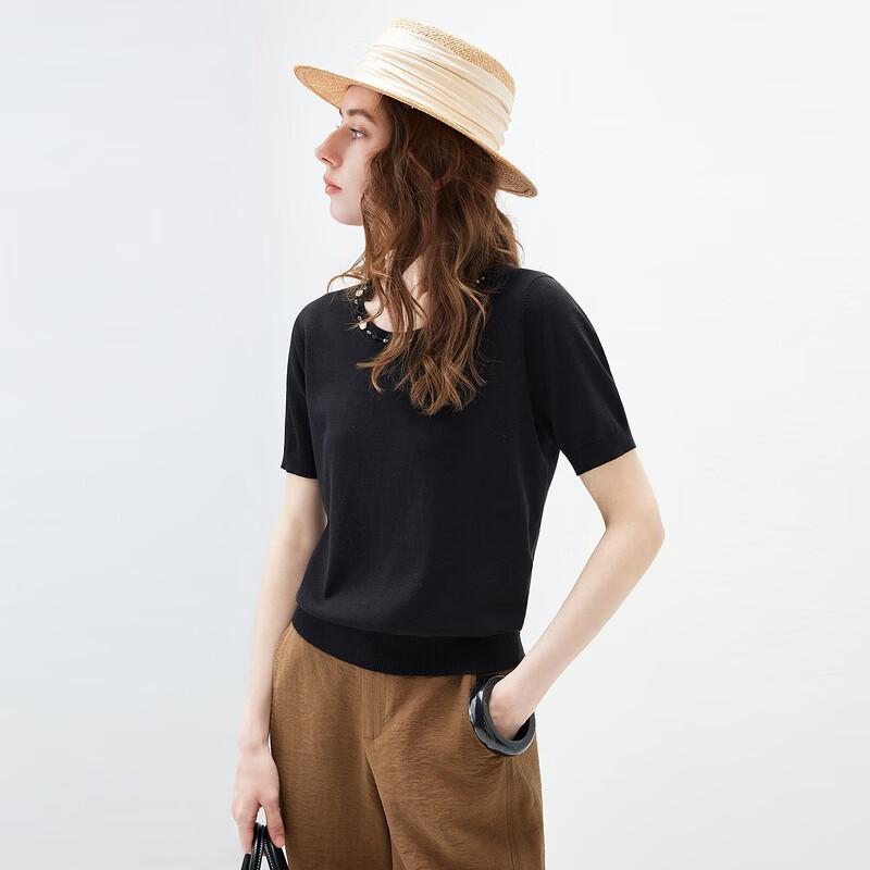 Komnboka Women's Cotton Silk Blend Short Sleeve T-Shirt