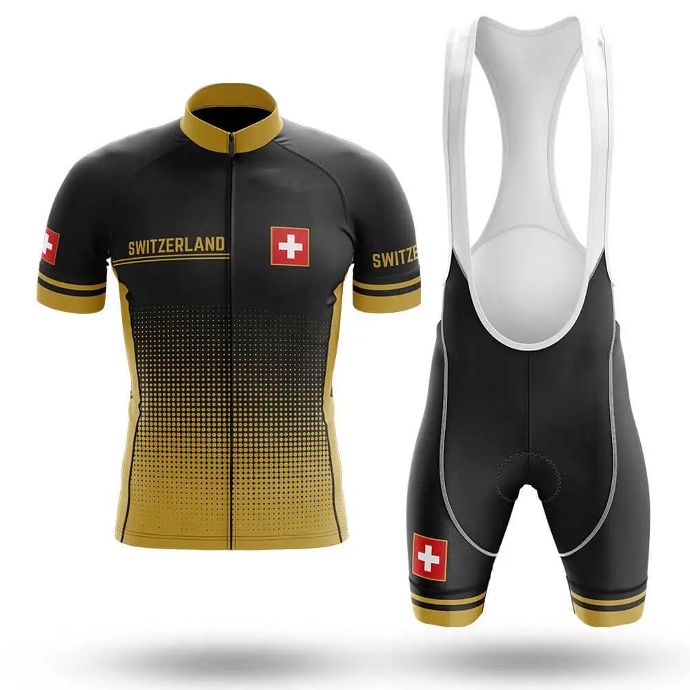 Set Maglia da Ciclismo Rossa Svizzera per Uomo, Tuta Sportiva Degradé per Mountain Bike, Abbigliamento Sportivo Estivo, 2026