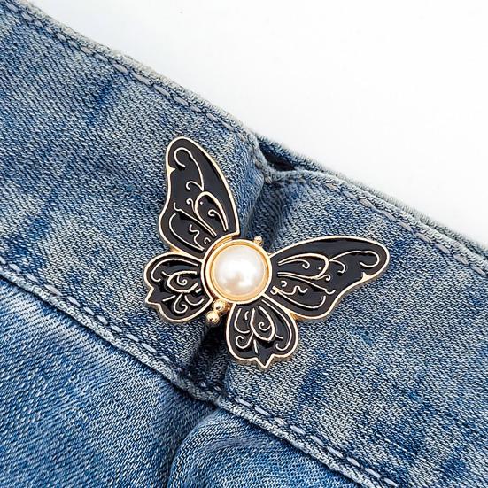 Pants Waist Tighteners No-Sewing Butterfly Flower Buttons Pins Adjustable Waist Buckle Extender Pants Waist Clip for Loose Jeans Skirts