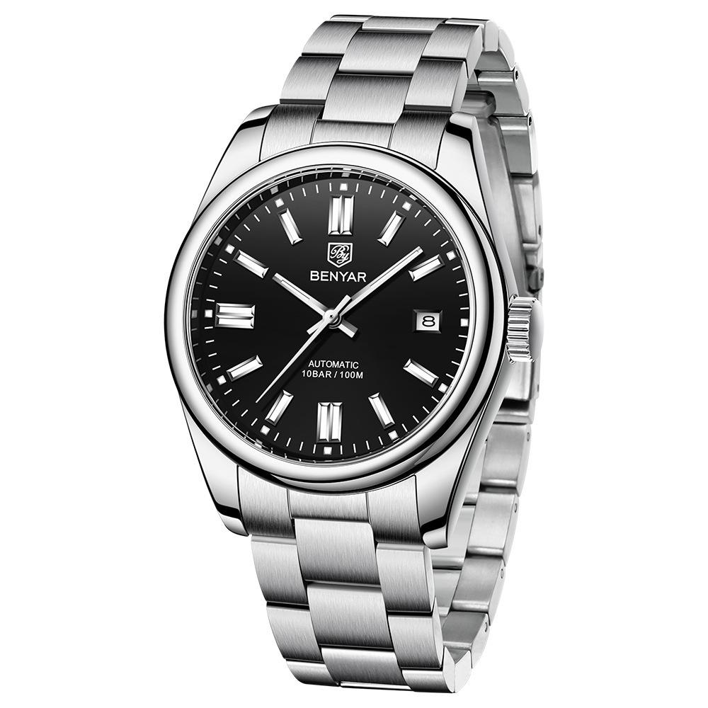 Benyar Watch Men S Automatic Mechanical Watch Fashion Waterproof Luminous Steel Belt Men S Watch 5185