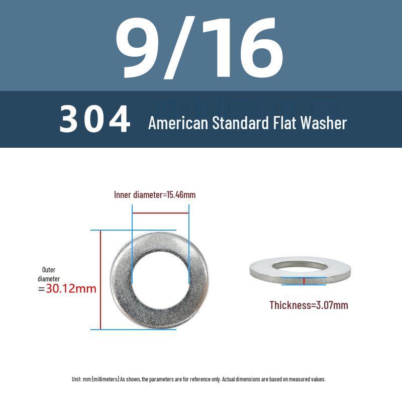 Yigu American 304 Stainless Steel Enlarged Thickened Washer 7/8" Hardware Screw Flat Round Piece