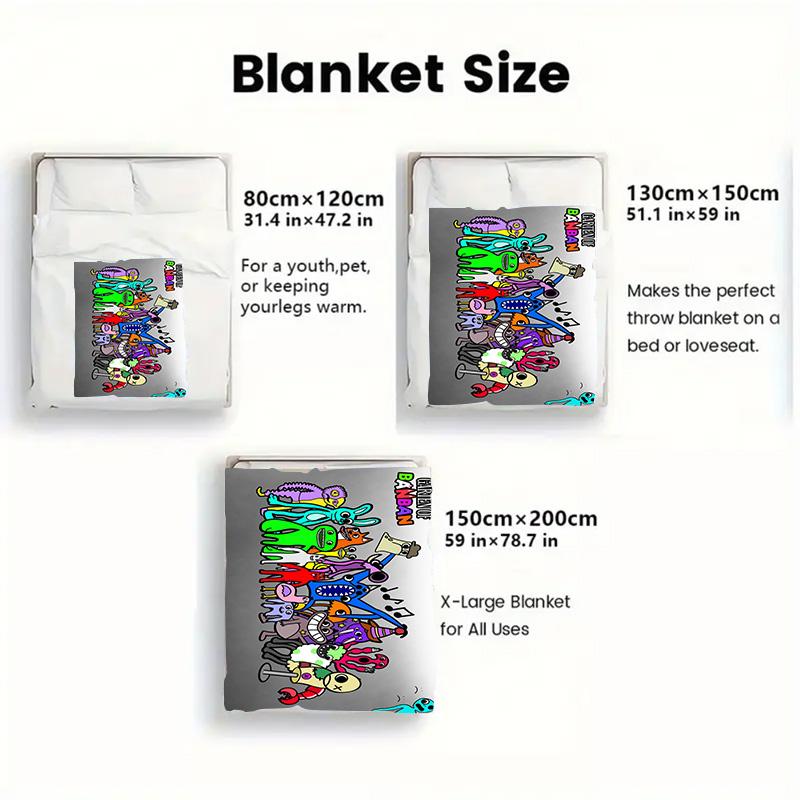 Garten of Banban Cartoon Set 2D Flat Pattern Flannel Blanket High quality All Seasons Warmth and Comfort Perfect for Christmas Gifts.