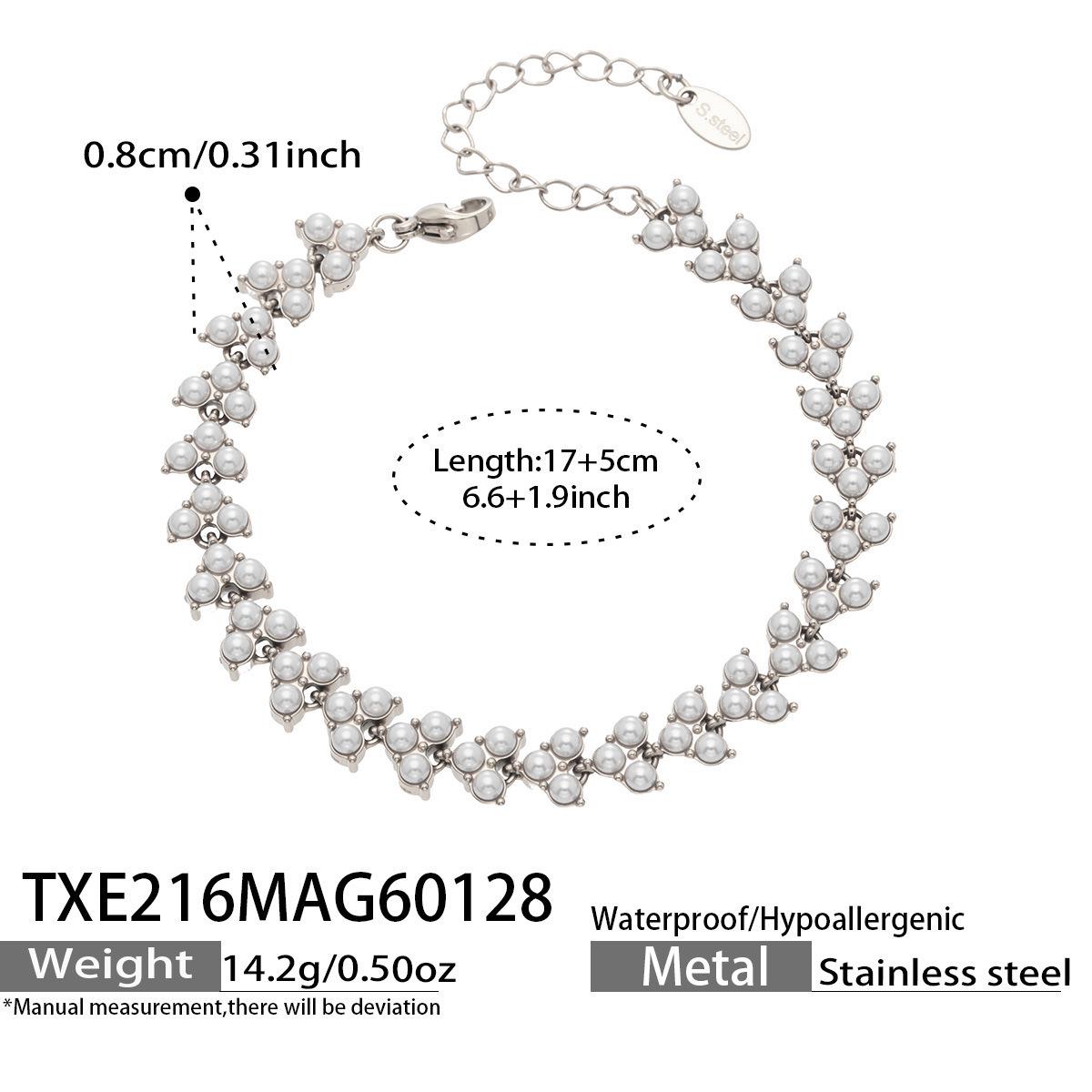 Handcrafted Imitation Pearl Bracelet with 18k Gold-Plated Stainless Steel - Elegant European and American Fashion Jewelry