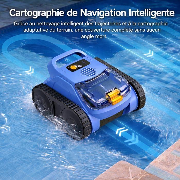 Kabelloser Poolroboter, Reinigt Boden/Wände/Wasserlinie, Akkulaufzeit 180Min&200m² Leistungsstarke Filtration 3L, Doppelte Ultrafeinfiltration