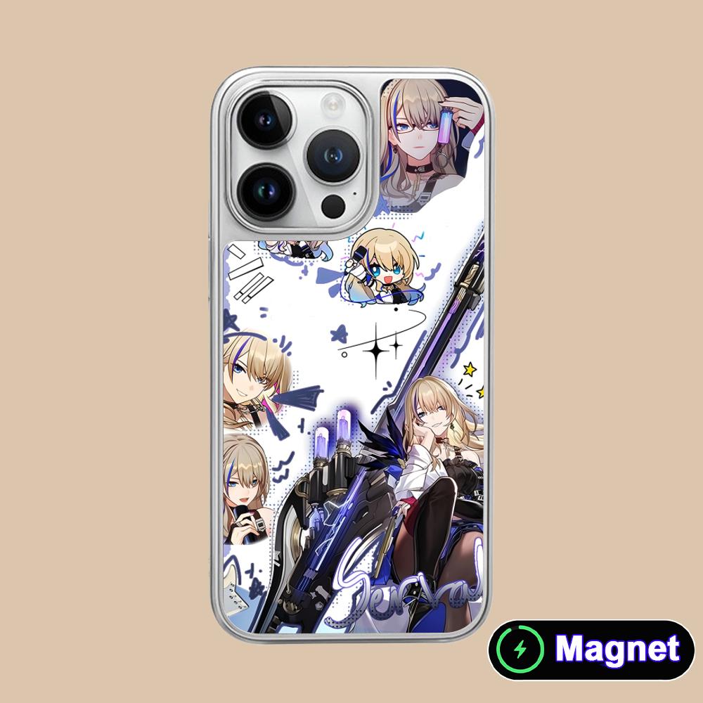 

HSR Serval Silver Plating Magsafe Mobile Phone Case for iPhone 17 16 15 14 13 12 11 Air Pro Max Plus Colorful Cover iPhone 11