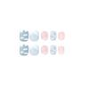 24Pcs/Set Quick Nails Frosted Blue Clouds False Nials Sticker Wearable Waterproof Manicure Finished Nails