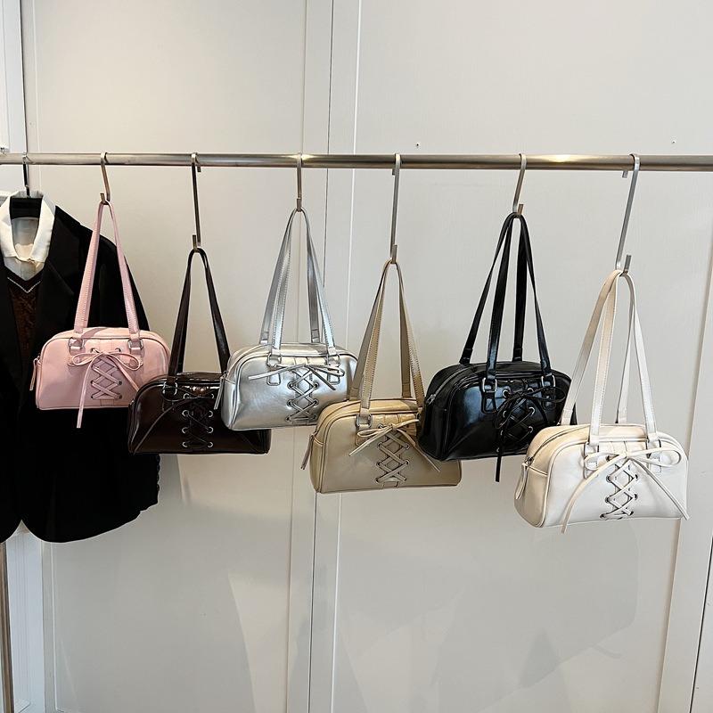 Bow underarm bag women's new fashionable solid color handbag trendy versatile casual shoulder bag