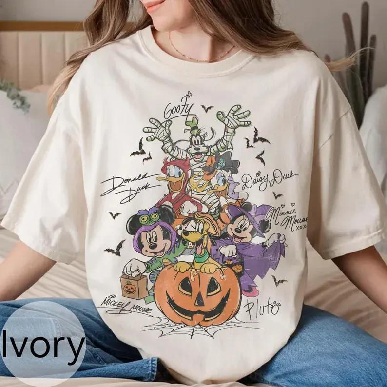 

New Apparel Retro Mickey amp; Friends with Signs Halloween Comfort Colors Shirt Unisex T-Shirt S