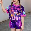 Kids Casual Short Sleeve T-Shirt and Shorts Set Graphic Printed Comfortable Lightweight Summer Outfit for Girls
