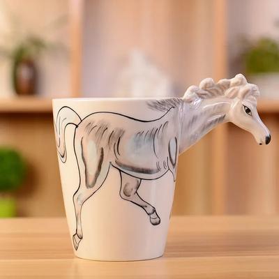 Copo em Forma de Desenho Animado Caneca Cerâmica 3D Desenhada à Mão Copo para Leite Copo para Café da Manhã