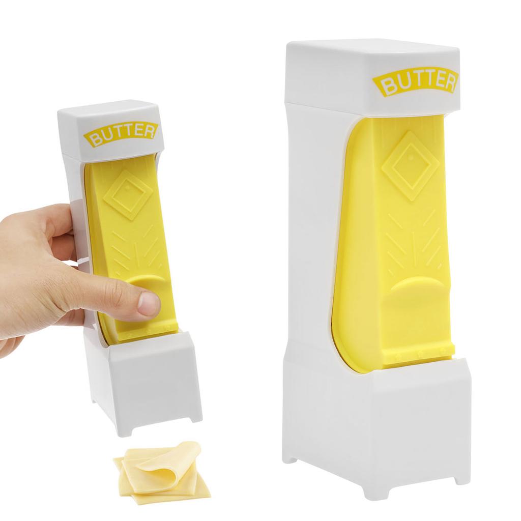 Butter Slicer One Click Stick with Stainless Steel Blade Butter Cutter Dispenser and Storage Case for Cheese Splitter